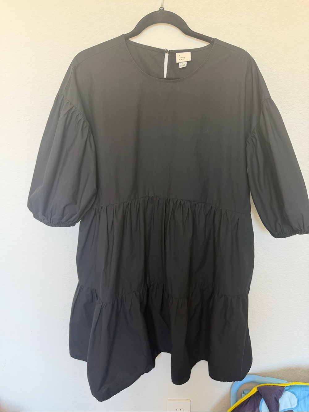 a new day Black Round Neck Dress with pockets
